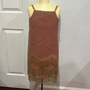 Joyfolie Brown and Gold Mini Dress